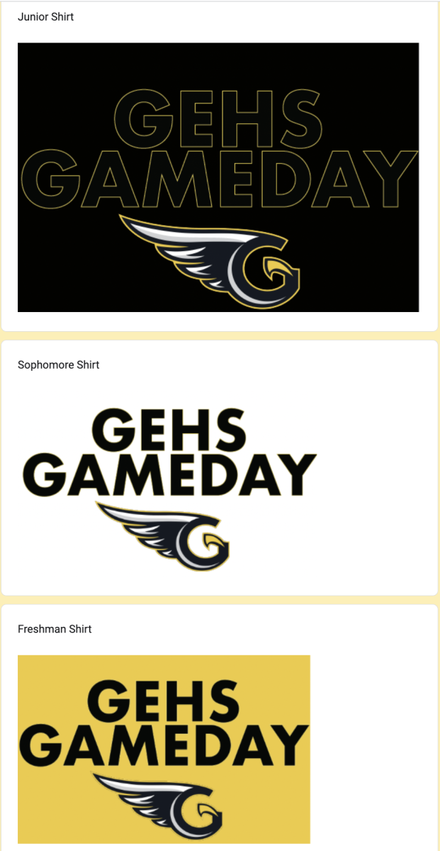 While the design is the same, each grade level has been assigned a different color of shirt. In addition to freshmen, sophomore and junior colors, the Griffins Nest has a light yellow shirt for staff and parents and a grey shirt for middle school students available for purchase.